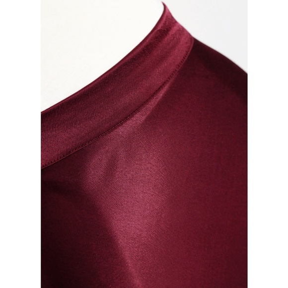 Wine Silky Satin Bias Cut Flowy Drape Midi Skirt - Picture 2 of 8